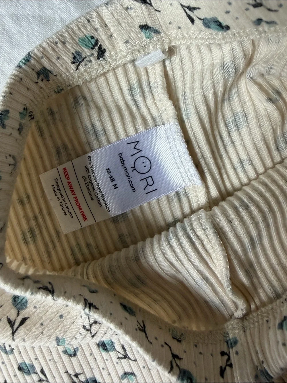 EUC Mori Baby Floral Ribbed Pajama Set